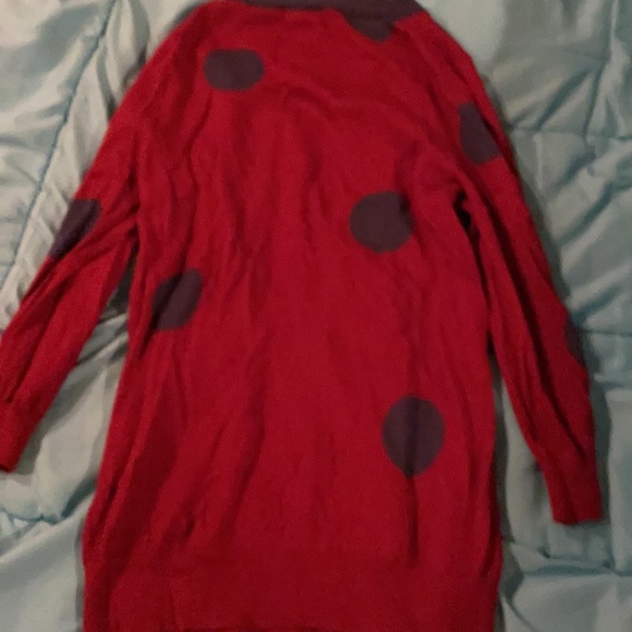 J Crew burgundy and navy polka dot sweater - Picture 3 of 4